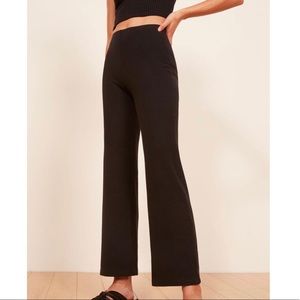 stone ribbed black high waisted pants Reformation